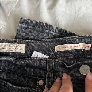 Women's High Rise Slim Straight Jeans - Dark Gray